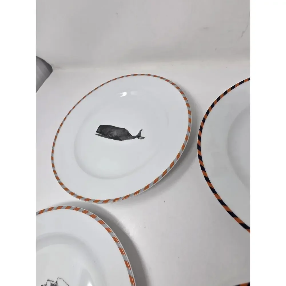 Pottery Barn Nantucket Nautical Glazed Stoneware Salad Plates 9